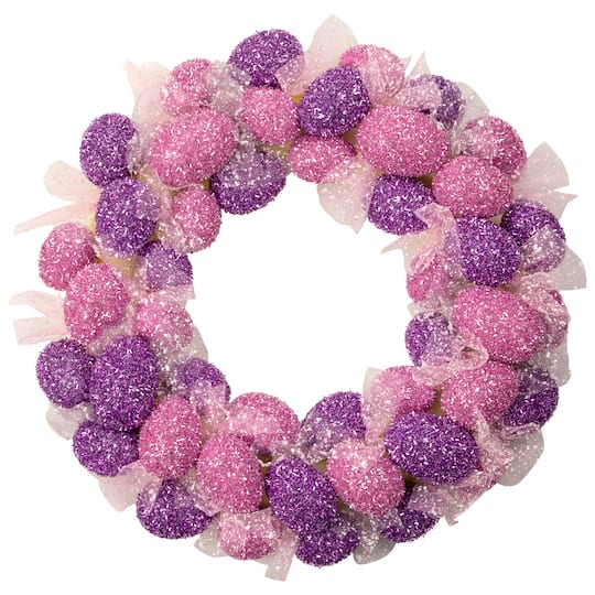 Glittered Pink and Purple Easter Egg Wreath 20" Unlit By Northlight | Michaels®